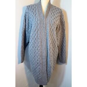 Banana Republic Gray Coatigan Open Cardigan Duster Cableknit Sweater M NEW